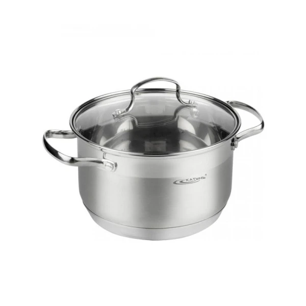 Кастрюля 1,8л h10,5см нерж.сталь ГАММА стекл.крышка d16см индукция КТ20-D-16 (4)