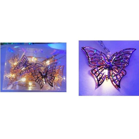 Гирлянда эл. БАБОЧКА металл 2,5м (12 диодов, 6х4см от батареек) JC-10245 (100)