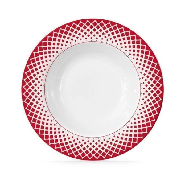 Тарелка глубокая 22см фарфор Teatro красный суповая TET-34-R