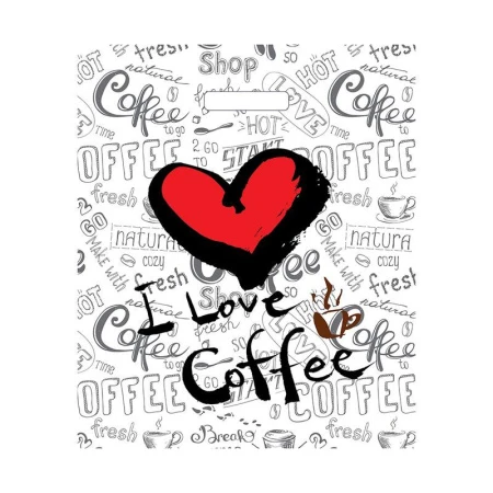 Пакет с вырубной ручкой полиэтилен 36*43+3см Время кофе (50/1000)