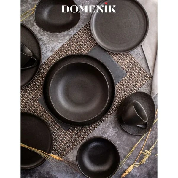 Тарелка глубокая 600мл 20см фарфор ROCK BLACK суповая DM8021 (6)