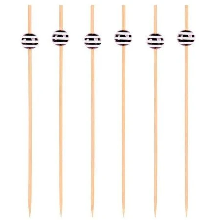 Шпажки для канапе 12см 100шт бамбук Бусина черно-белая в пакете PATERRA (50)