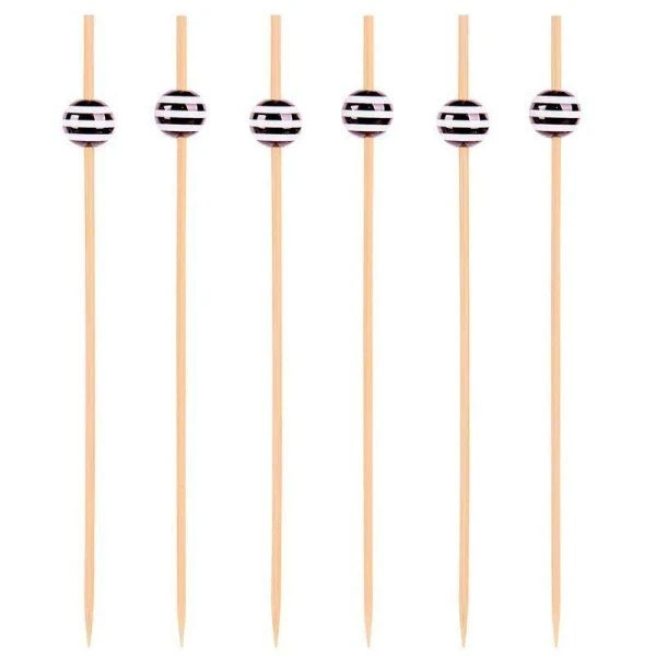 Шпажки для канапе 12см 100шт бамбук Бусина черно-белая в пакете PATERRA (50)