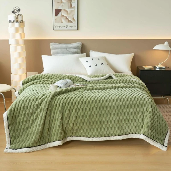 Плед-покрывало 200*230 иск.мех зеленый