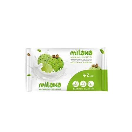 Влажные салфетки Grass Milana Фисташковое мороженое антибактериальные 72шт