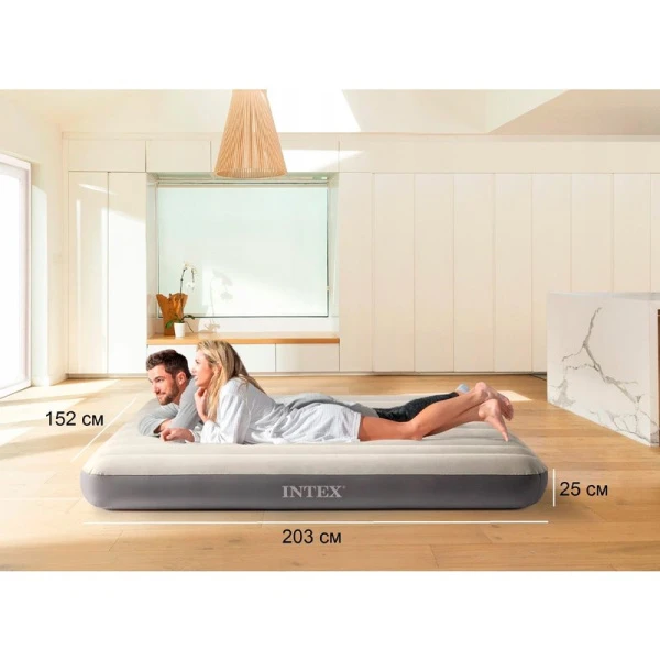 Матрас надувной двухместный флок ПВХ Single-High 203*152*25см до 272кг (3)