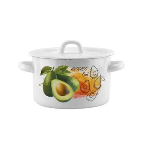 Кастрюля 2л эмаль АВОКАДО белая с рис. 01-1610.1/4 (8)
