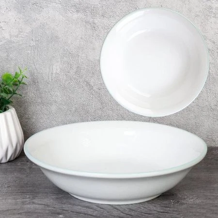 Тарелка глубокая фарфор 420мл белая с окантовкой BL-82 (60)