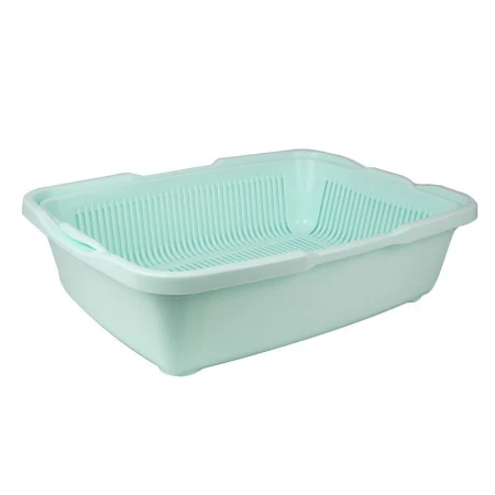 Туалет для кошек бол. с сеткой 230*420*110мм пластик ментол 233 (30)