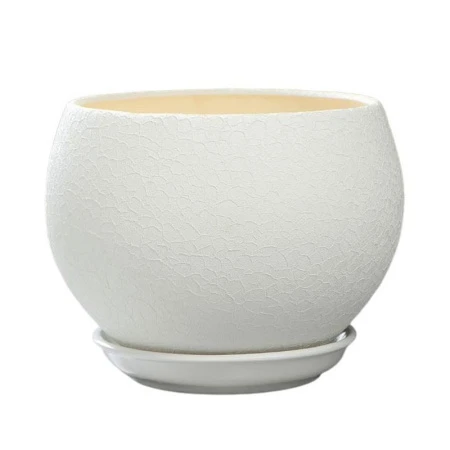 яяяГоршок цветочный керам. Шар 9л шелк белый (2)