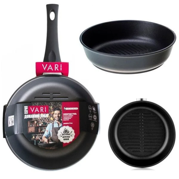 Сковорода-гриль 26см алюминий АП литая ПОВАР ЛЮКС Классическая каменная PLKB32126 (6)