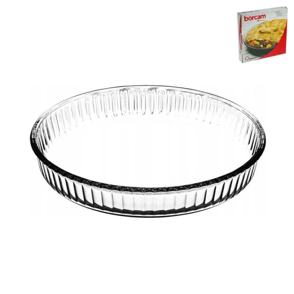 Форма для запекания 26см стекло БОРКАМ круглая рифленая 59044 (12/6)