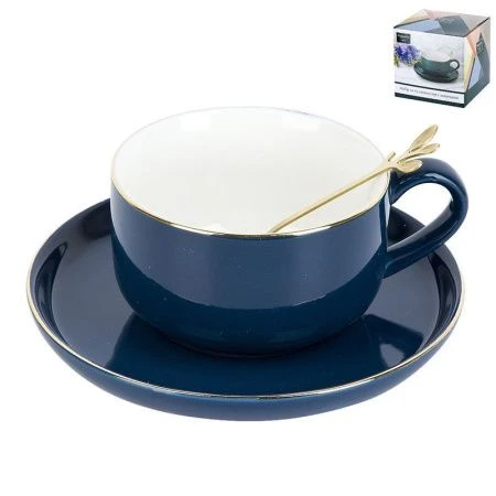 Чайный набор 8пр фарфор Royal line. Mindnight Blue на 4 персоны 350мл с ложками подар.у