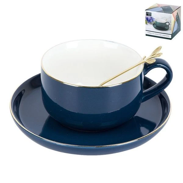 Чайный набор 8пр фарфор Royal line. Mindnight Blue на 4 персоны 350мл с ложками подар.у