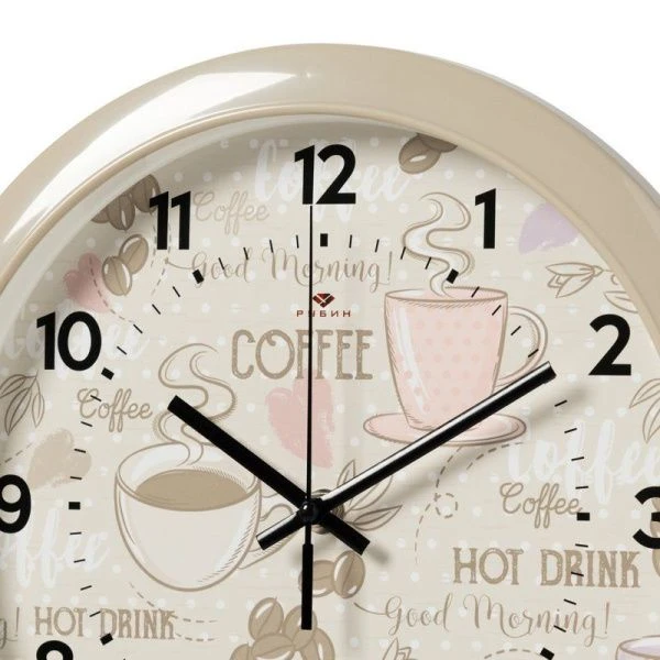 Часы настенные 29см пластик РУБИН Кофе хаки (10)