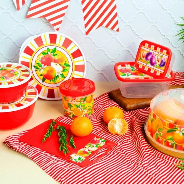 Контейнер пищевой 500мл пластик СИЛИЦИЯ прямоугольный красный (20) 223135706/04