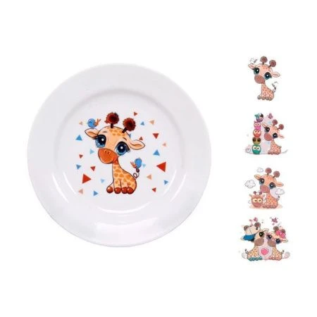 Тарелка детская мелкая 17,5см фарфор ЖИРАФИКИ гладкий край (30)