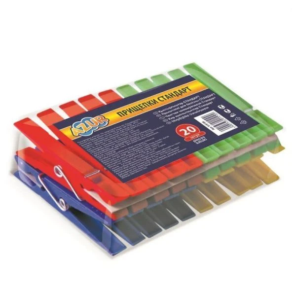 Прищепки бельевые пластик 20шт 7см АЗУР Стандарт (100)