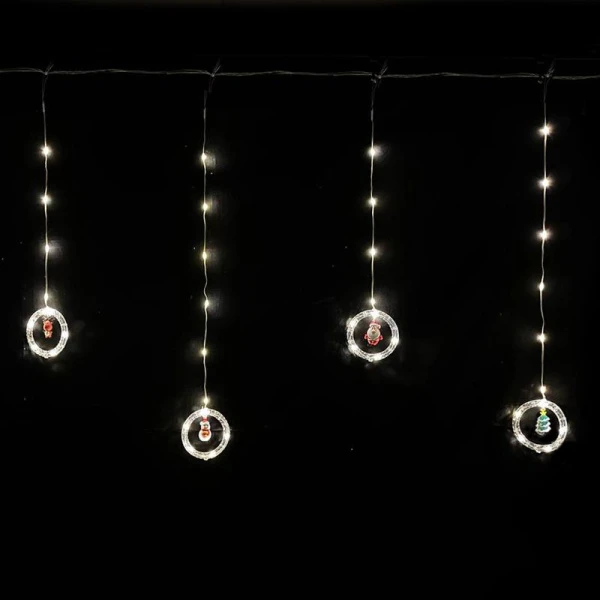 Гирлянда эл. Бахрома Кольца 3*0,85м 110LED теплый белый 8 режимов шнур 1м цв.уп JC-15314 (50)