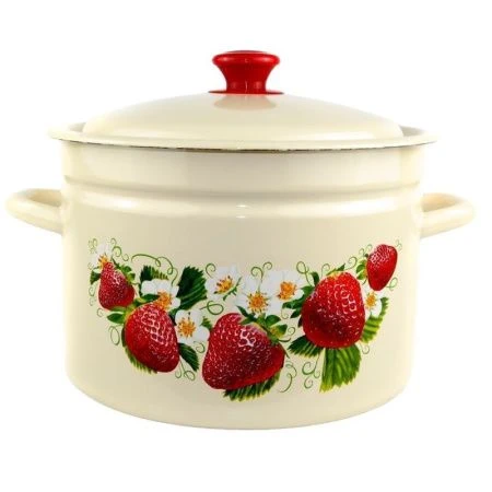 Кастрюля 8л эмаль слон.кость с рис. цилиндрическая борт 41804-202/6-У (2)