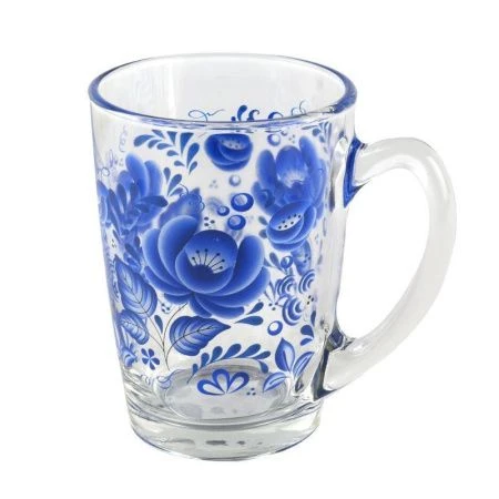 Кружка 300мл стекло Капучино ГЖЕЛЬ круговая деколь