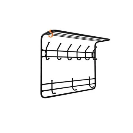 Вешалка настенная с полкой 2-х ярусная металл 80см черная 73*58*22см (1)