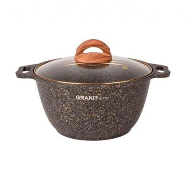 Кастрюля 3л алюминий АП GRANIT ULTRA Black-gold со стекл. крышкой (3)