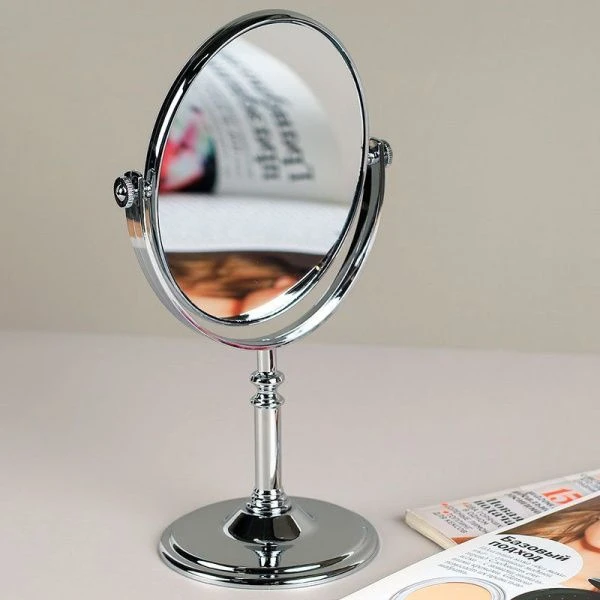 Зеркало настольное 18см пластик серебро CW419-11 (60)