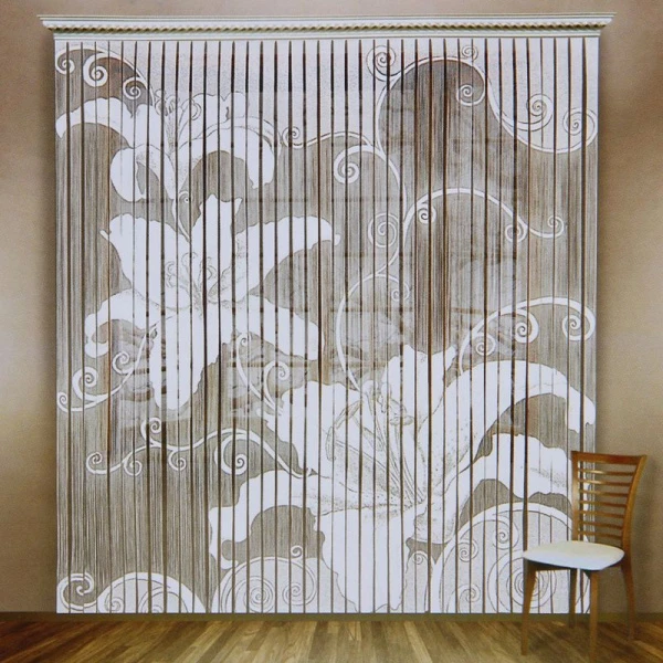 Штора готовая для кухни полиэстер 235*255см белая (шторная лента в компл.) арт.Р.Е563