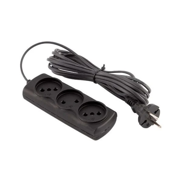 Удлинитель 3 гнезда пластик 5м 0,75кв.м 6А ШВВП Эконом черный ENGY (50)