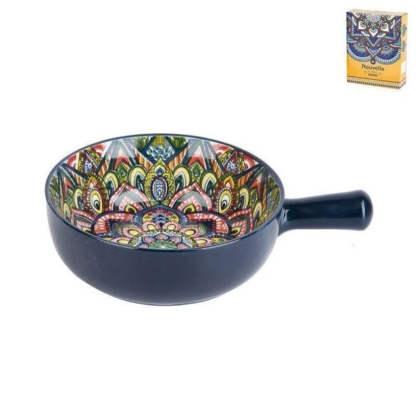 Кокотница с ручкой 20,3*15,3*5,5см фарфор ARABESQUE синий подар.уп. (12)