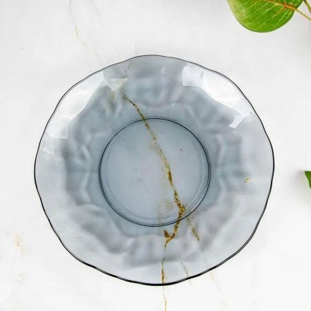 Тарелка мелкая 23см стекло BLACK DIAMOND обеденная (6)