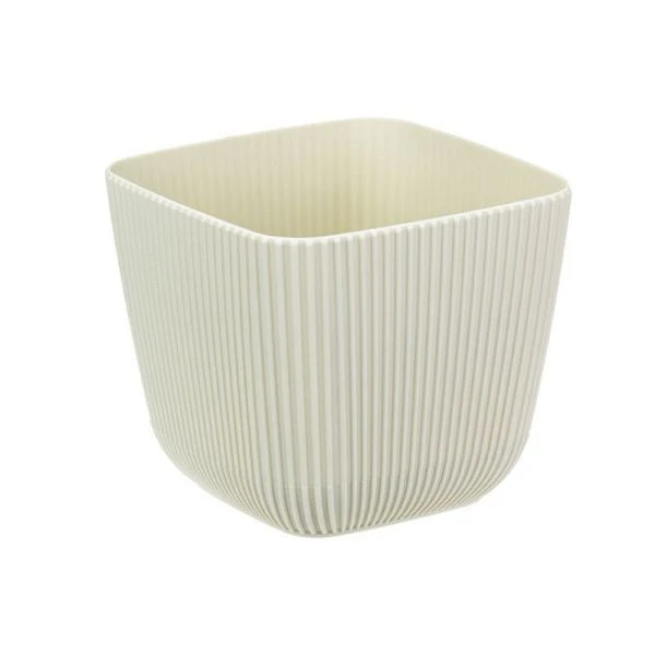 Кашпо 650мл 110*110*950мм пластик ПИКАНТО белый ротанг квадратное (18)