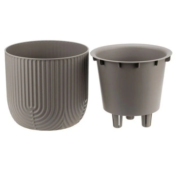 Кашпо 1,9л 180мм пластик РАМОНА со вставкой  французcкий серый (15)