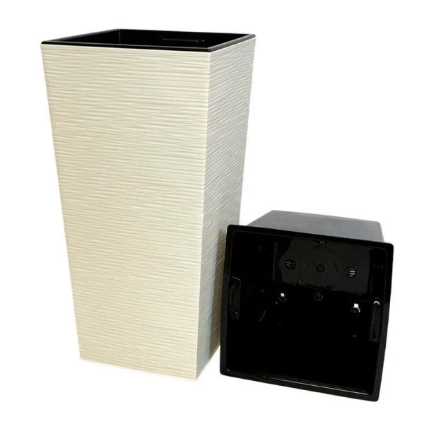 Горшок цветочный 43л 30,5*62см пластик ФИНЕЗИЯ ДЖУТ с вкладкой 20л ванильный (1)