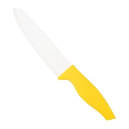 Нож кухонный 15см керамика белое лезвие с защитным элементом, рукоятка желтая 26,5*3,5*1,5см ВЫВОД