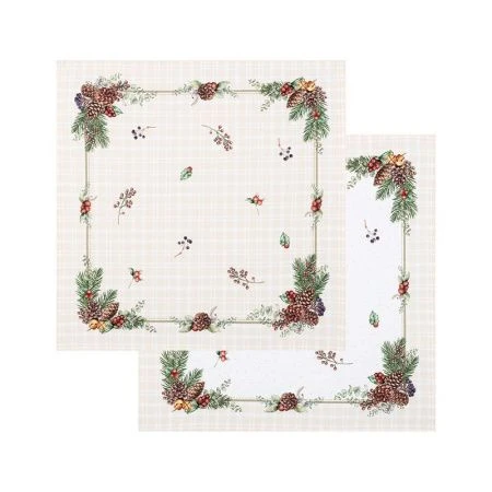 Салфетка новогодняя кухонная хлопок/твил 2шт. 40*40см Celebration бежевый клетка
