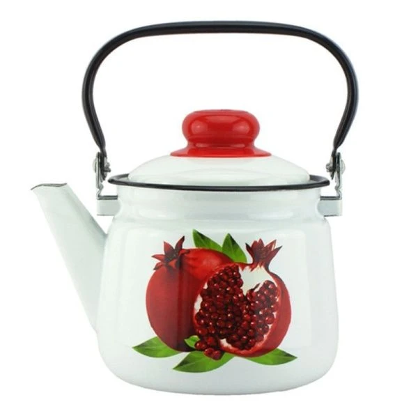 Чайник 1,5л эмаль ГРАНАТЫ белый с рис. 01-2708/4 (8)