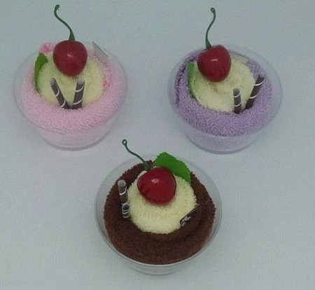 яяяКомпозиция из 2-х полотенец 25*25см декоративная (100% хлопок) 9*9*10см (4вида)  (140)