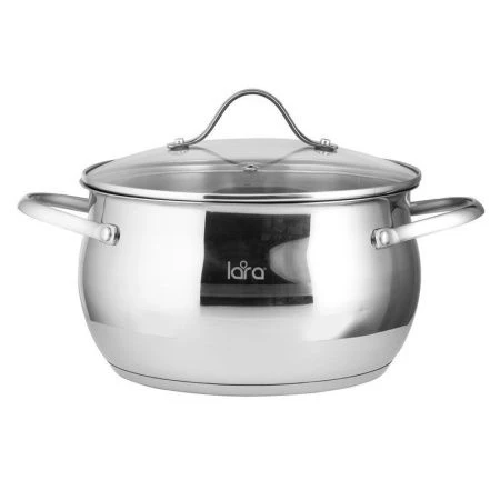 Кастрюля 2,8л нерж.сталь Apple стекл.крышка 18см капс.индукц.дно LR02-32 (4)