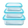 Контейнеры пищевые набор 3шт 0,37/0,64/1,04л стекло прямоугольные синие ТМ Appetite SL3RB (8)