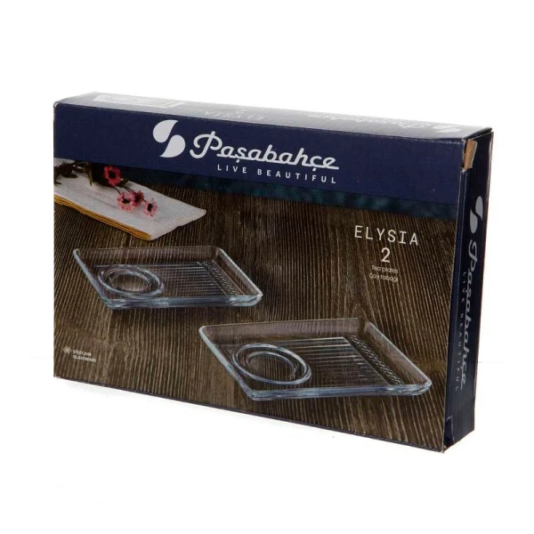 Чайные блюдца набор 2шт 18,4*12см стекло ЭЛИЗИЯ прямоугольные (36)