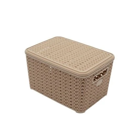 Ящик 5л пластик ВЯЗАНИЕ латте с крышкой (20)