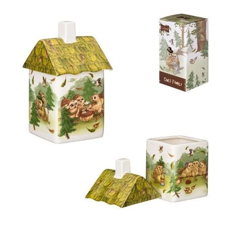 Банка для сыпучих продуктов 450мл 17*9*8см фарфор СОВЫ (24)