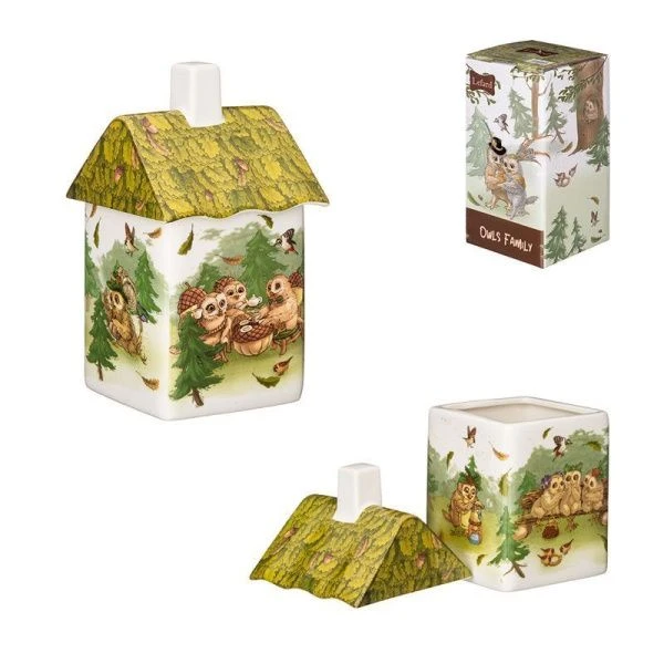 Банка для сыпучих продуктов 450мл 17*9*8см фарфор СОВЫ (24)