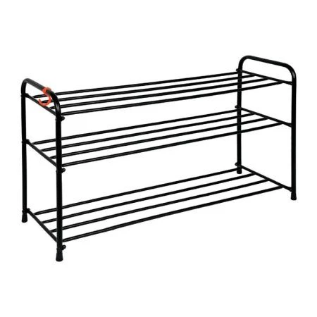 Полка для обуви 3 секции 89*30*48см металл АЛЬФА 33 каркас, сиденье черный (1)