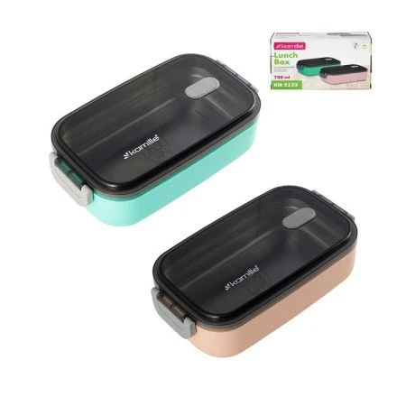 Ланч-бокс 700мл нерж.сталь/пластик салатовый, розовый, арт. 2133 (54)