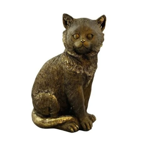 Фигурка Котик полистоун 20,5*14*28см бронза с позолотой