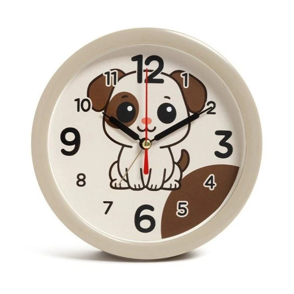 Будильник 15см кварц РУБИН Щенок хаки (20)