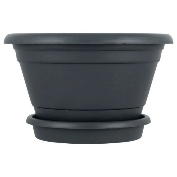 Горшок для цветов 500мл пластик Athena c поддоном вулканический серый (10)